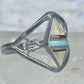 Vintage Zuni Mother of Pearl Inlay Band Ring - Sterling Silver - Size 6.25