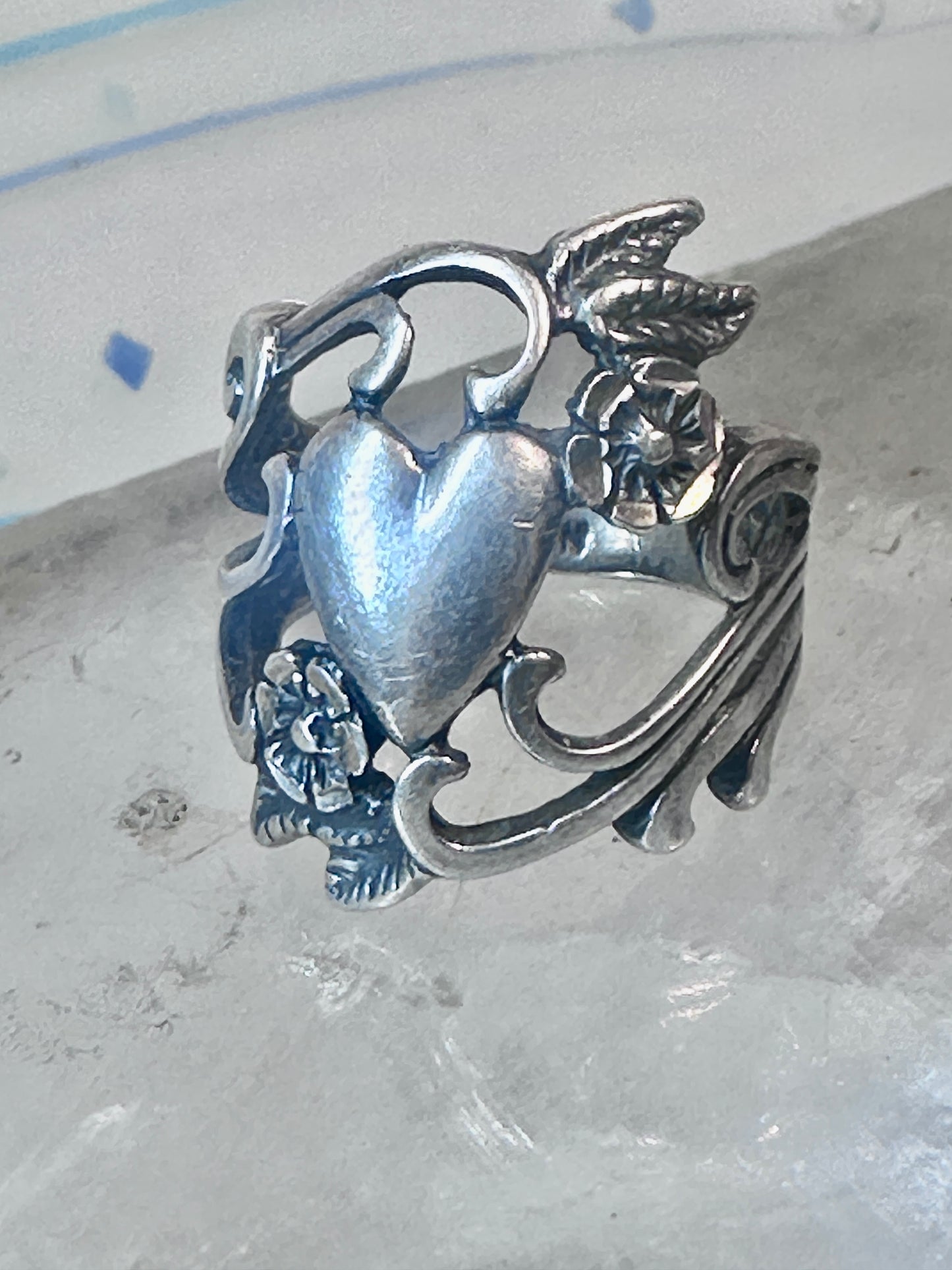 Heart ring Navajo love band Valentine pinky sterling silver size 4.25 women girls