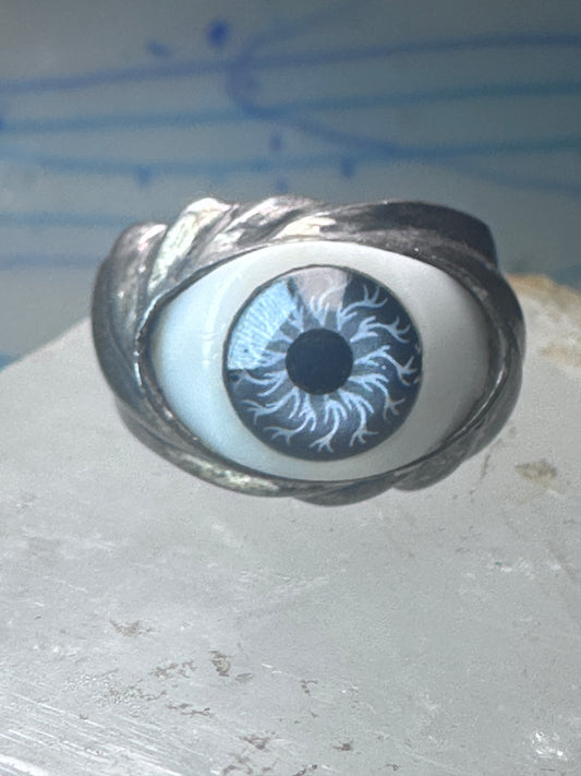 Vintage Eye ring eyeball band size 9.25 sterling silver women men