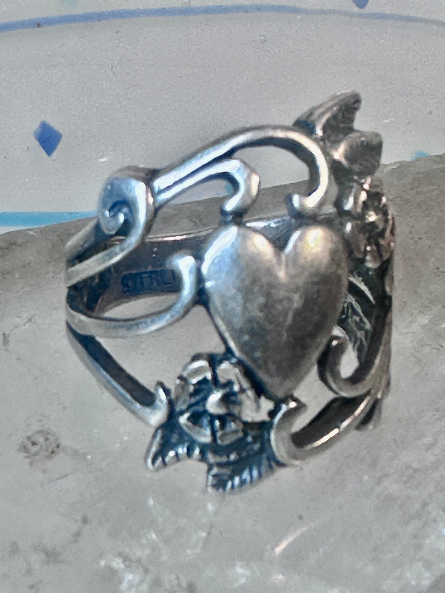 Heart ring Navajo love band Valentine pinky sterling silver size 4.25 women girls