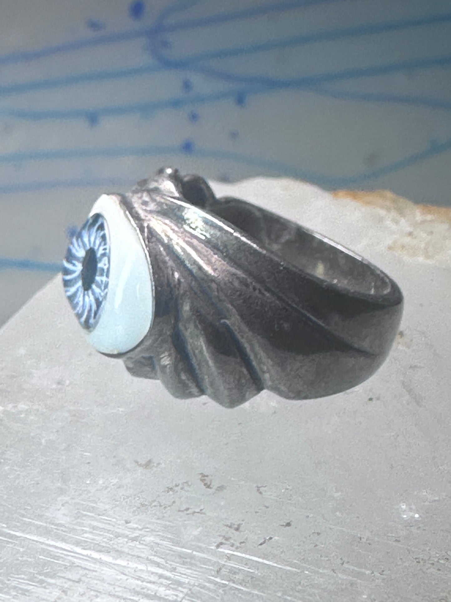 Vintage Eye ring eyeball band size 9.25 sterling silver women men
