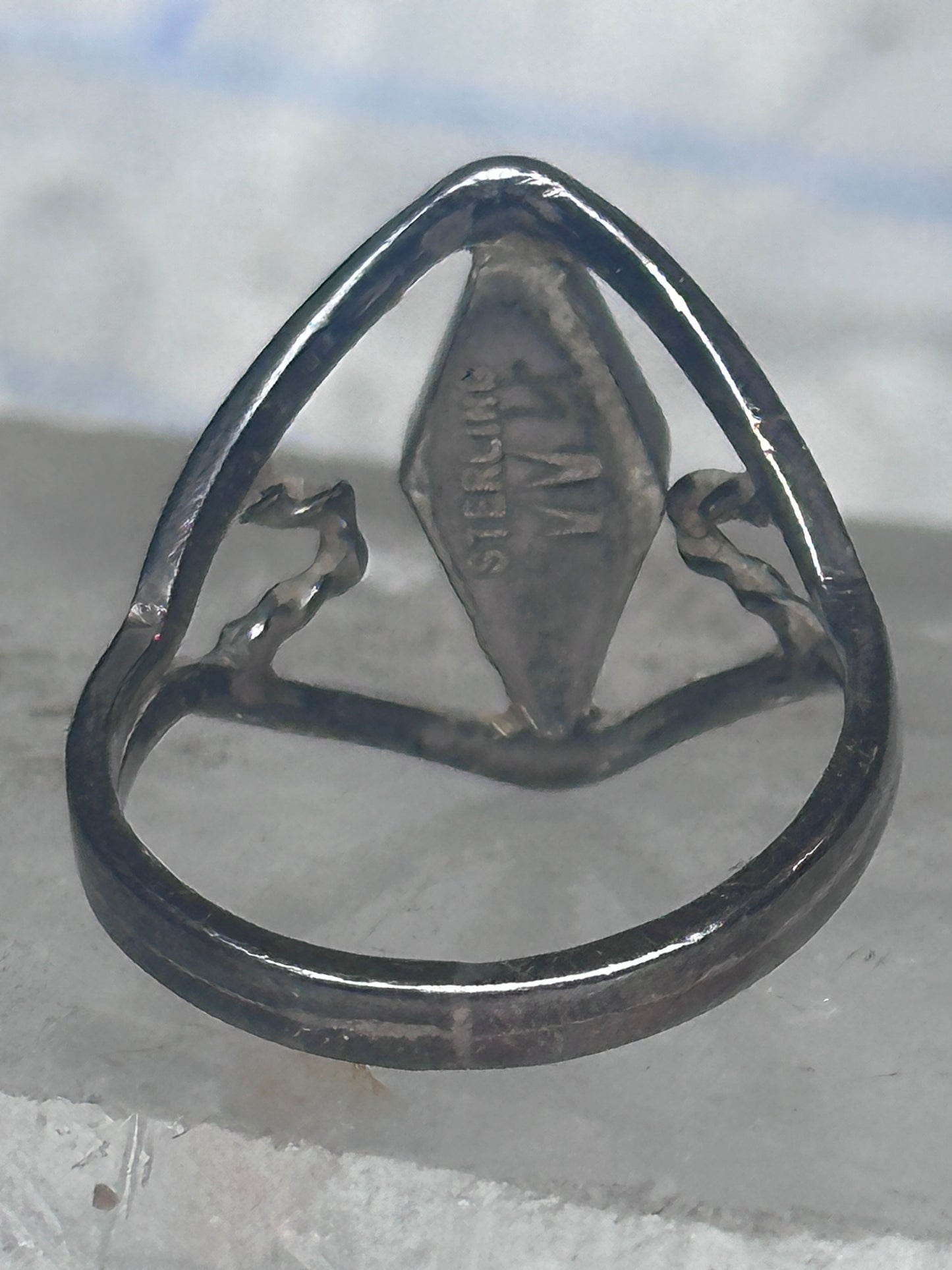 Vintage Zuni Mother of Pearl Inlay Band Ring - Sterling Silver - Size 6.25