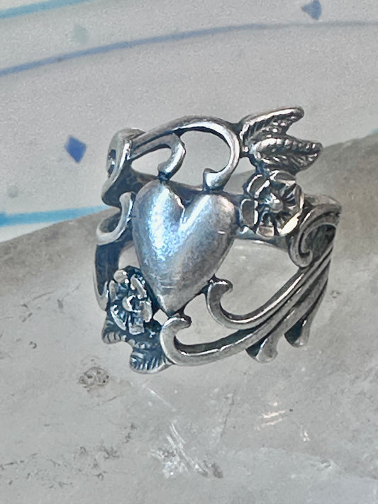 Heart ring Navajo love band Valentine pinky sterling silver size 4.25 women girls