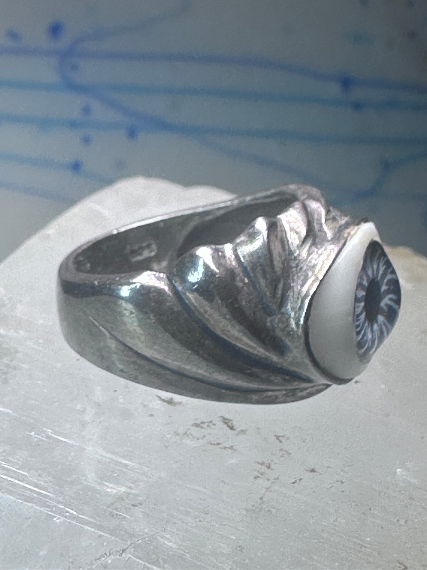 Vintage Eye ring eyeball band size 9.25 sterling silver women men