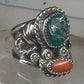 Navajo ring turquoise coral size 9.50 sterling silver women men