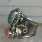 Navajo ring turquoise coral size 9.50 sterling silver women men