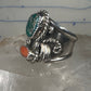 Navajo ring turquoise coral size 9.50 sterling silver women men