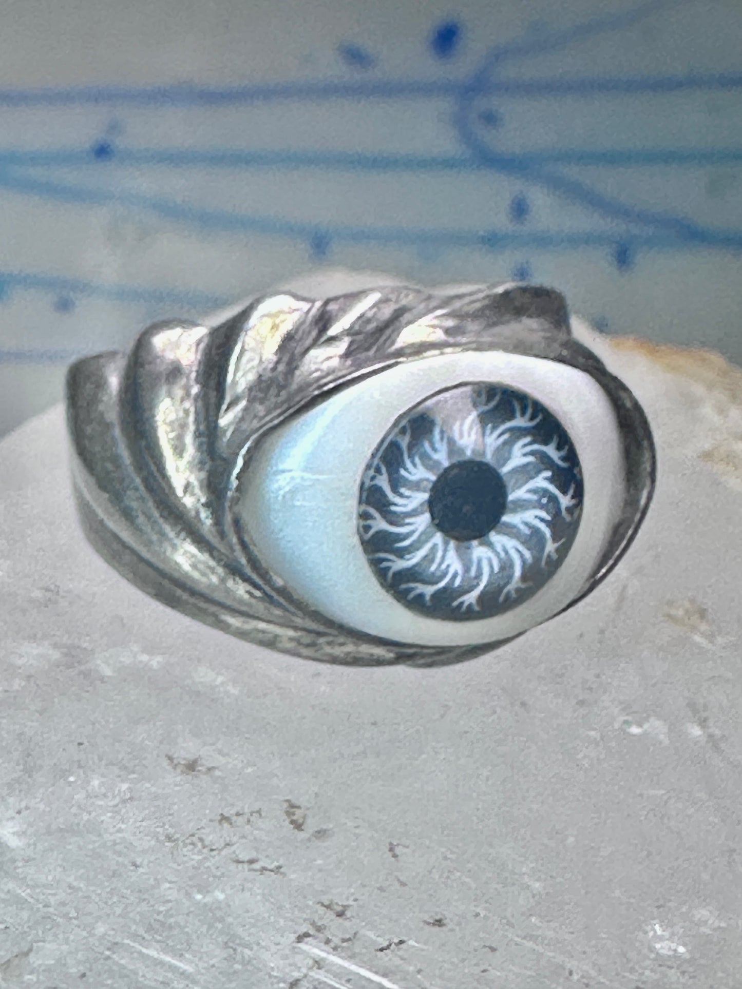 Vintage Eye ring eyeball band size 9.25 sterling silver women men