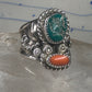 Navajo ring turquoise coral size 9.50 sterling silver women men