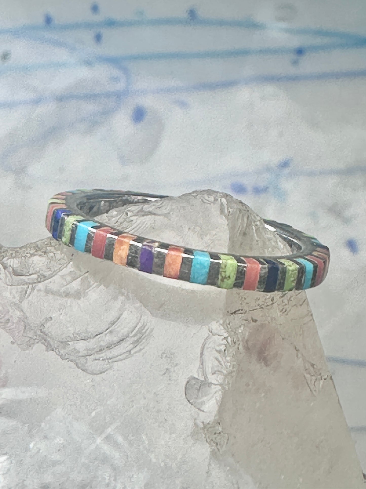 Vintage Pierre Lang PL 925 Sterling Silver Multi-Stone Eternity Band Ring - Size 7.5