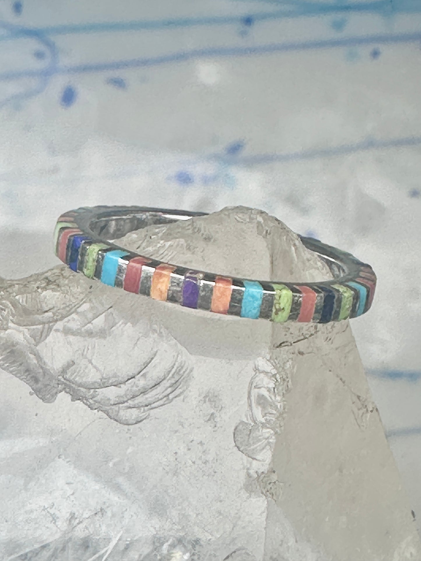Vintage Pierre Lang PL 925 Sterling Silver Multi-Stone Eternity Band Ring - Size 7.5