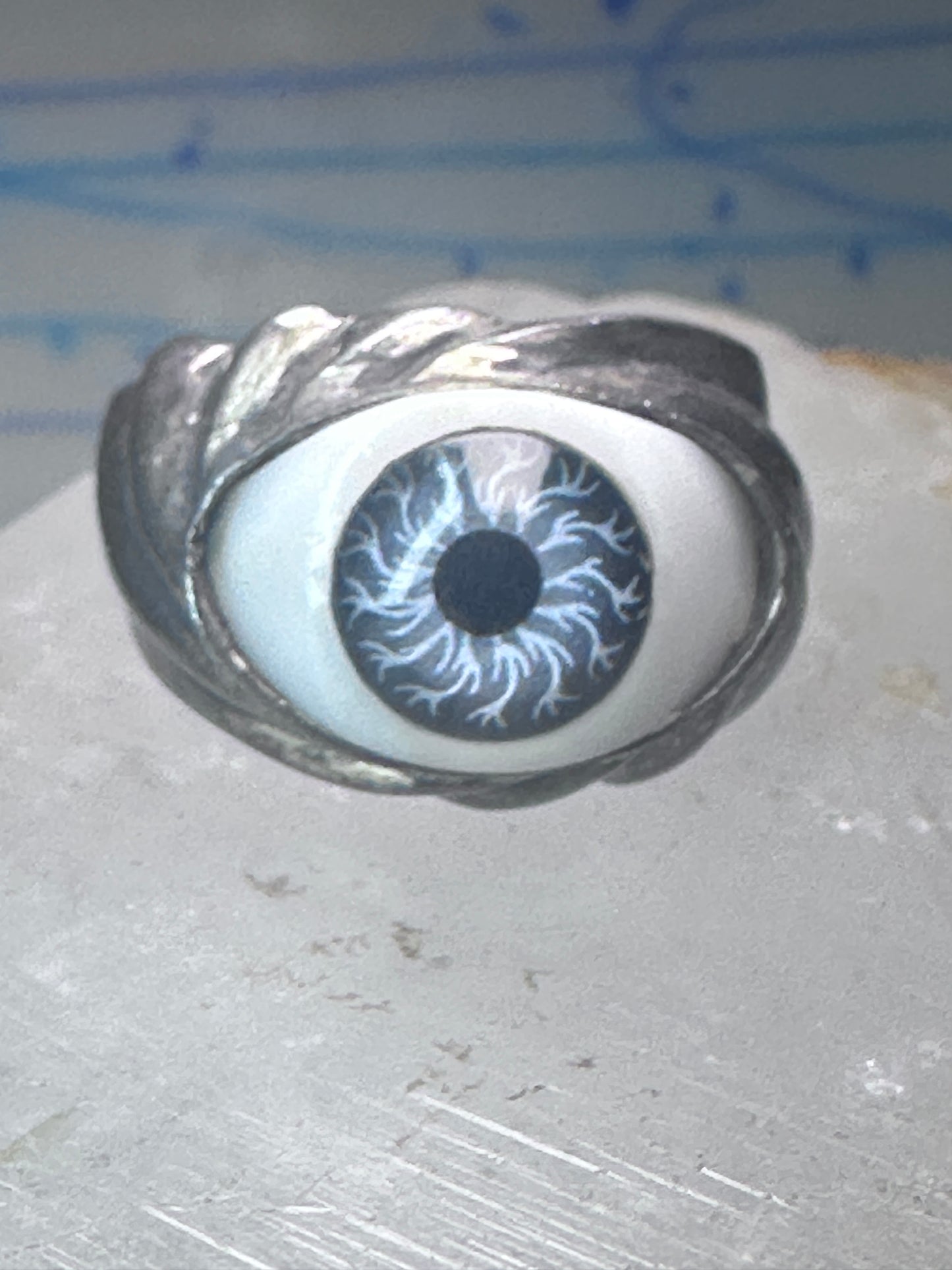 Vintage Eye ring eyeball band size 9.25 sterling silver women men
