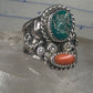 Navajo ring turquoise coral size 9.50 sterling silver women men