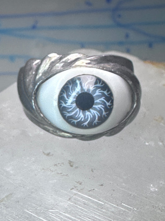 Vintage Eye ring eyeball band size 9.25 sterling silver women men