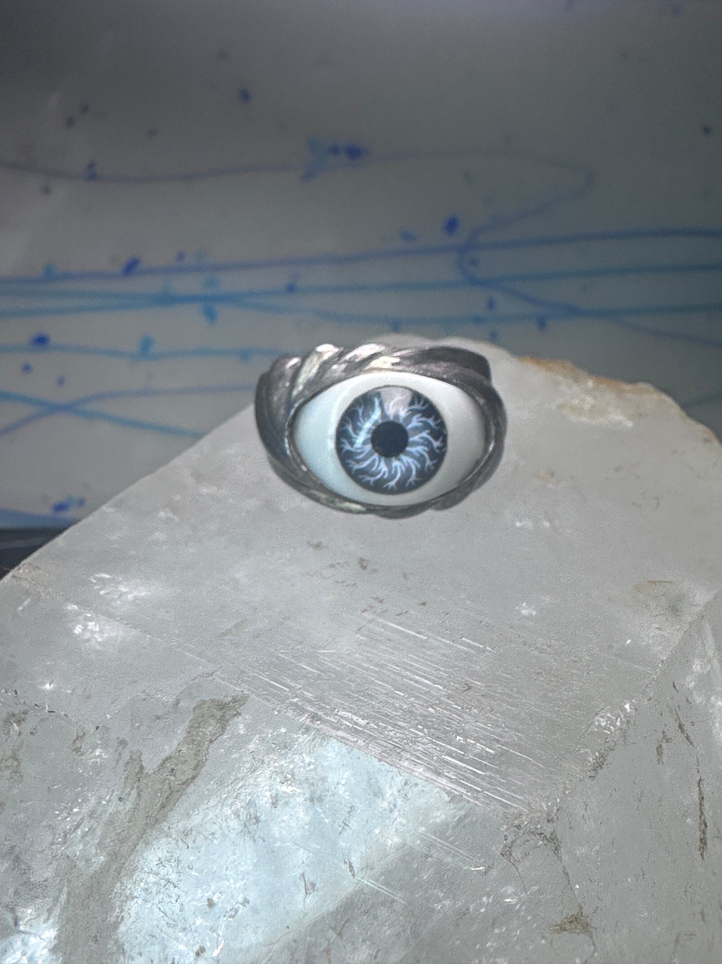 Vintage Eye ring eyeball band size 9.25 sterling silver women men