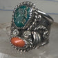 Navajo ring turquoise coral size 9.50 sterling silver women men