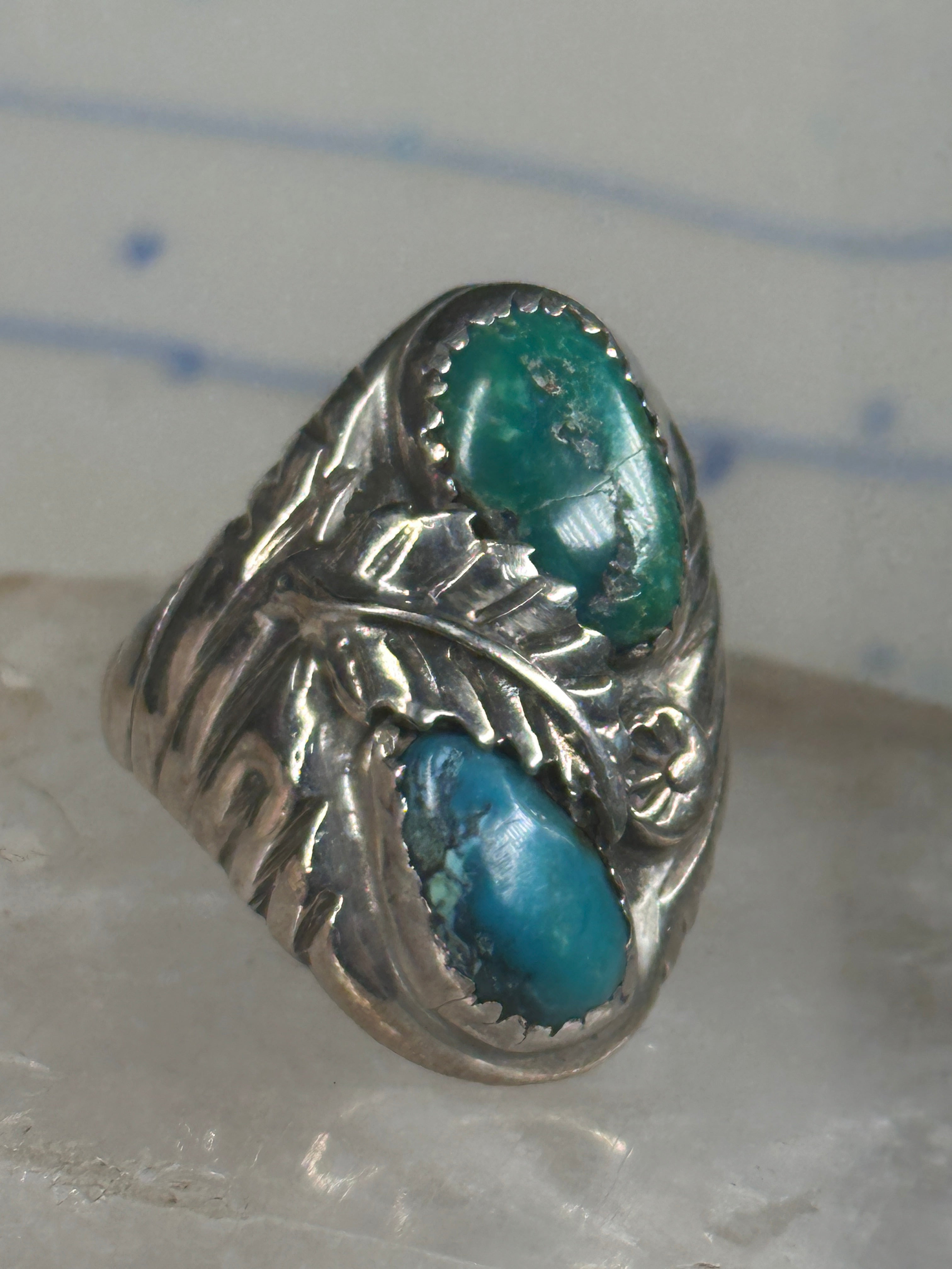 Vintage Navajo Turquoise Sterling Silver Women Men — Size 10 925