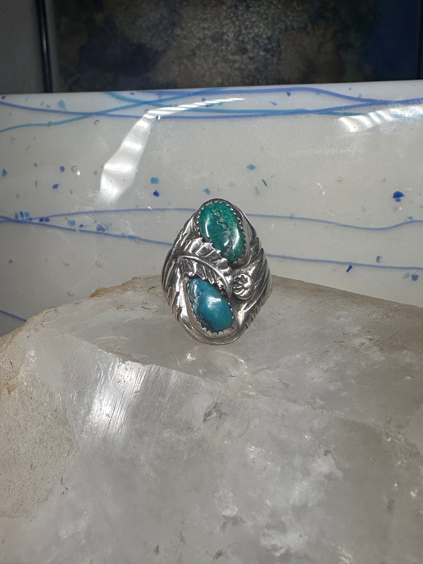 Navajo ring turquoise size 10 sterling silver women men