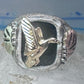 Black Hills Gold ring goose leaves bird onyx size 11.75 sterling silver women men