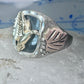 Black Hills Gold ring goose leaves bird onyx size 11.75 sterling silver women men