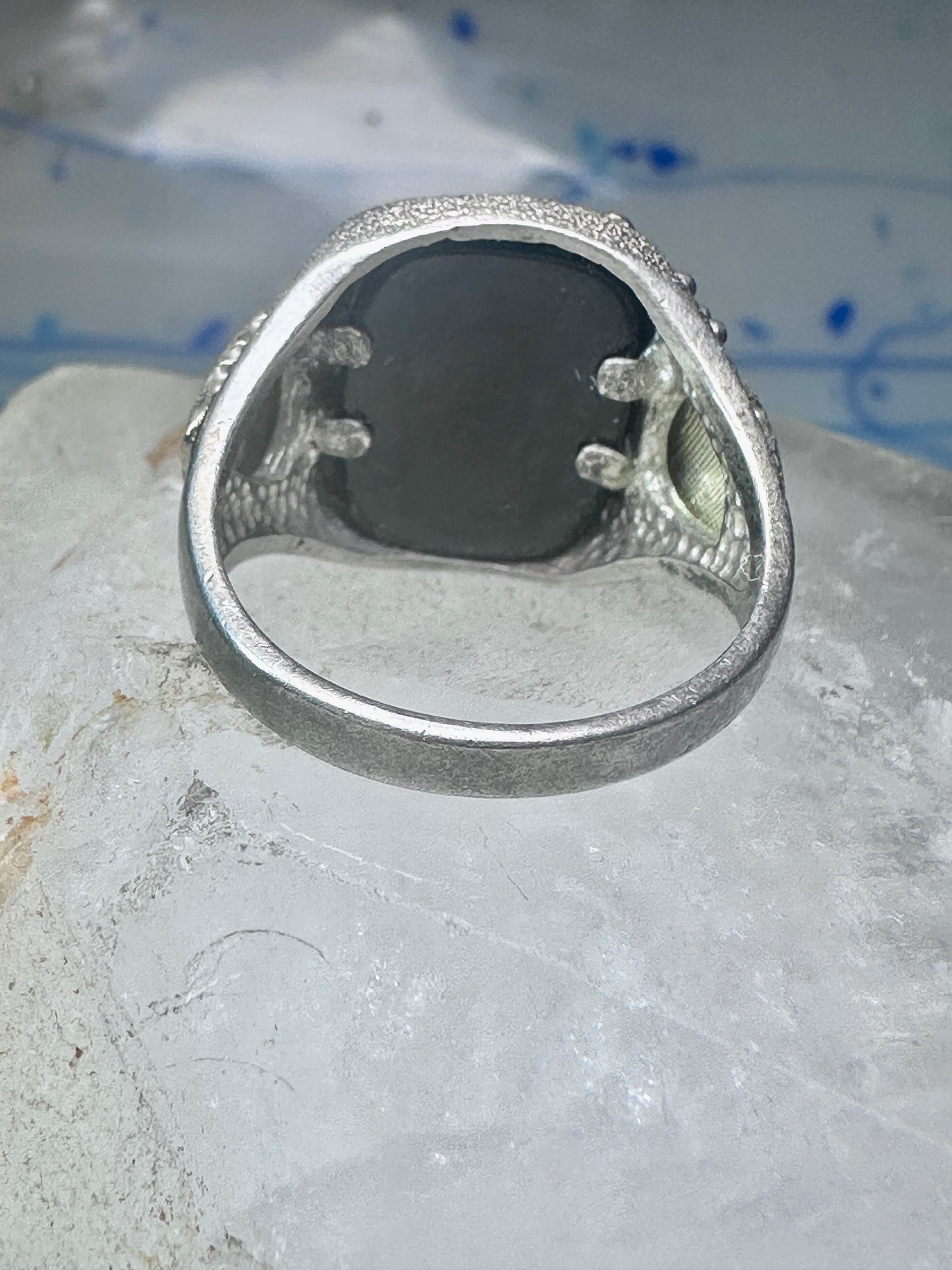 Black Hills Gold ring goose leaves bird onyx size 11.75 sterling silver women men