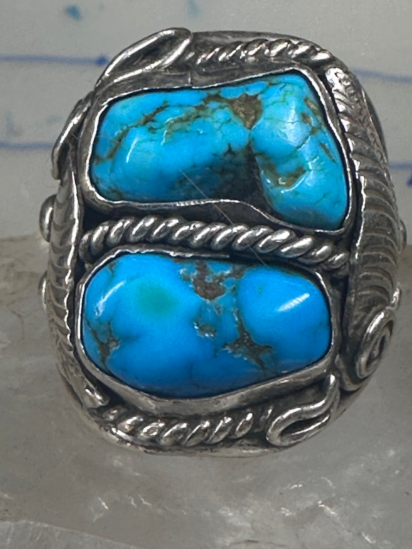 Navajo ring heavy turquoise size 12 sterling silver women men