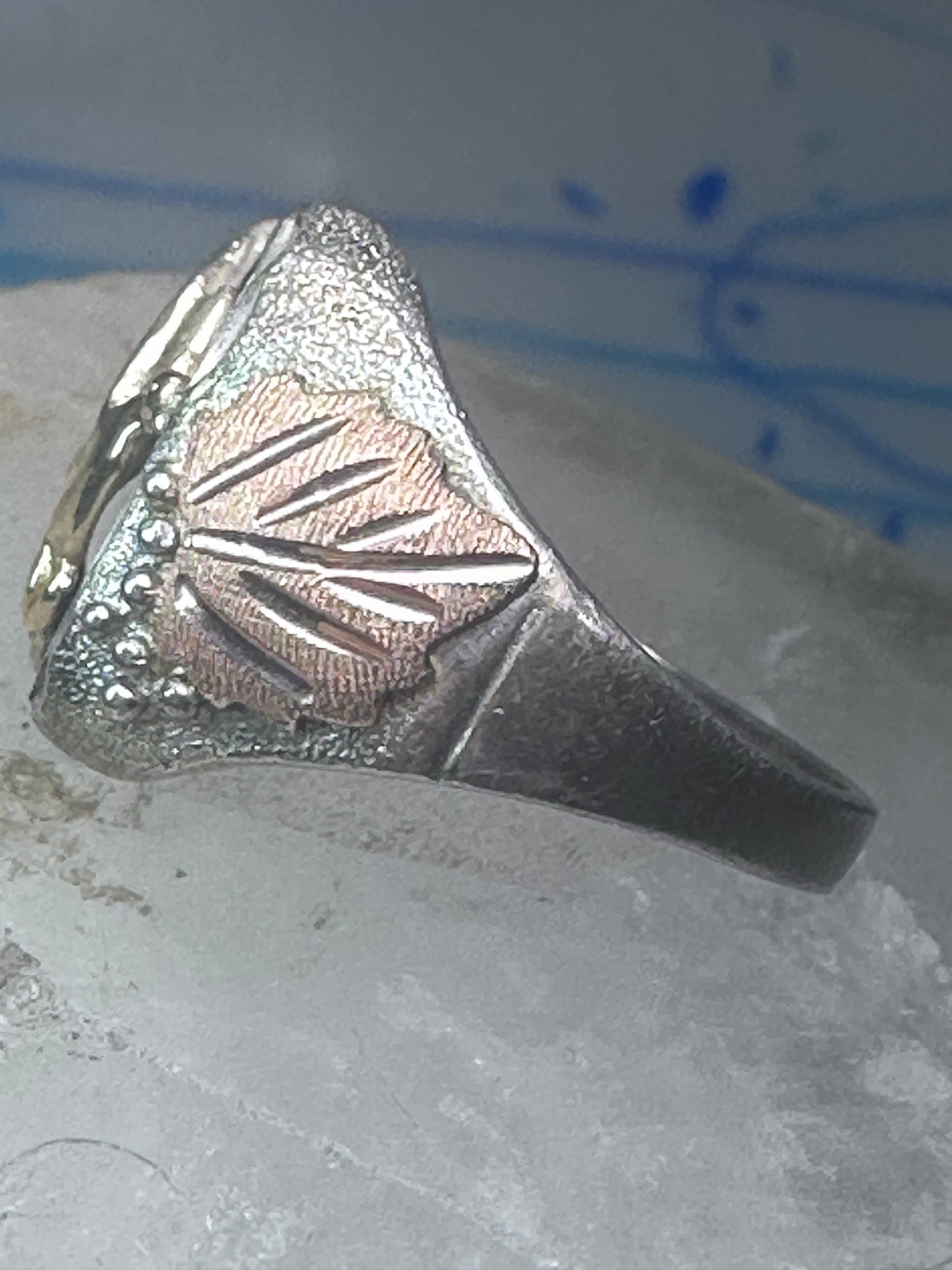 Black Hills Gold ring goose leaves bird onyx size 11.75 sterling silver women men