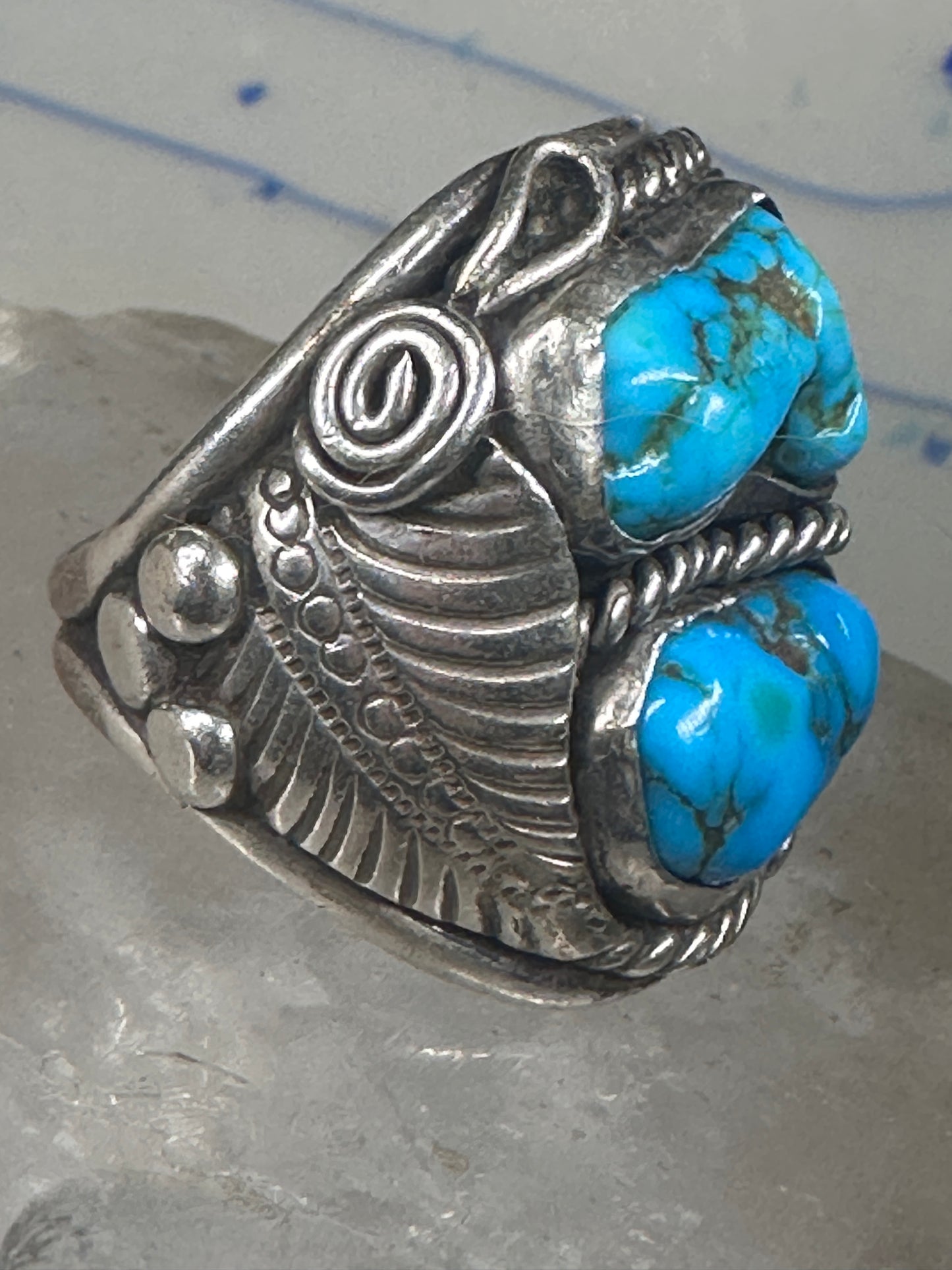 Navajo ring heavy turquoise size 12 sterling silver women men