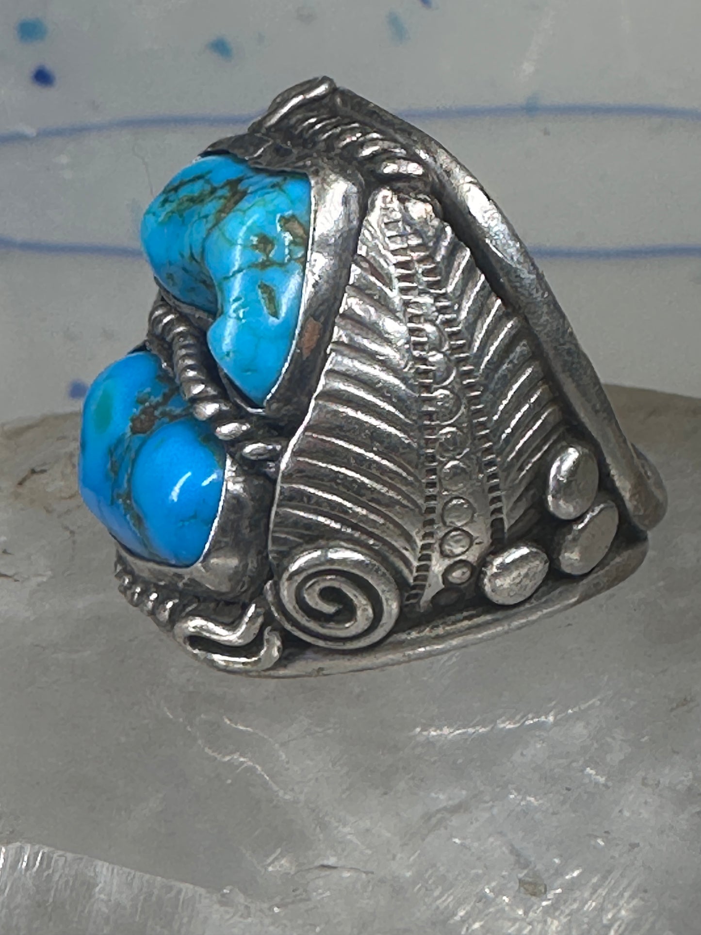 Navajo ring heavy turquoise size 12 sterling silver women men