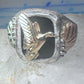 Black Hills Gold ring goose leaves bird onyx size 11.75 sterling silver women men