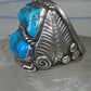 Navajo ring heavy turquoise size 12 sterling silver women men