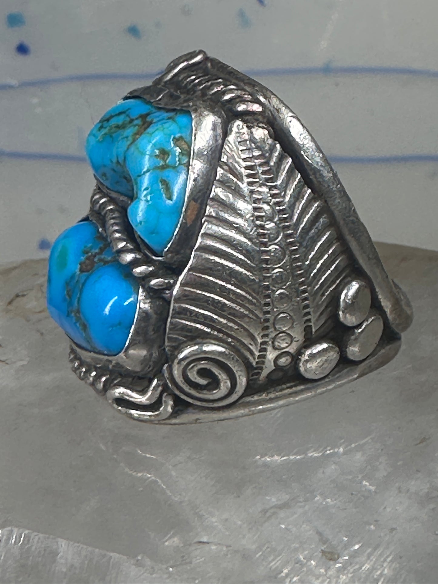 Navajo ring heavy turquoise size 12 sterling silver women men