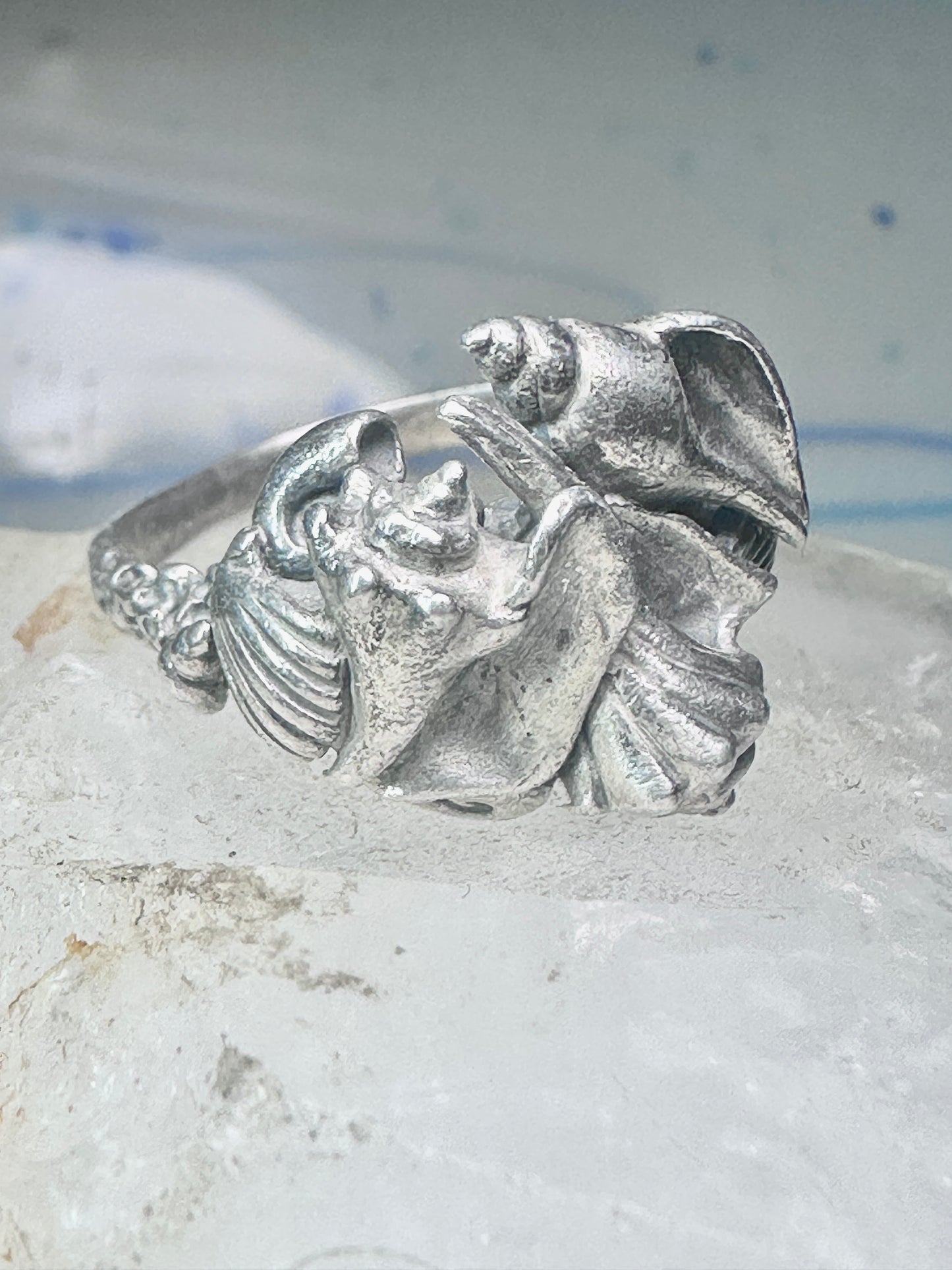 Vintage Shell ring Kabana band ocean shells snail conk size 11 southwest sterling silver women men