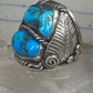 Navajo ring heavy turquoise size 12 sterling silver women men