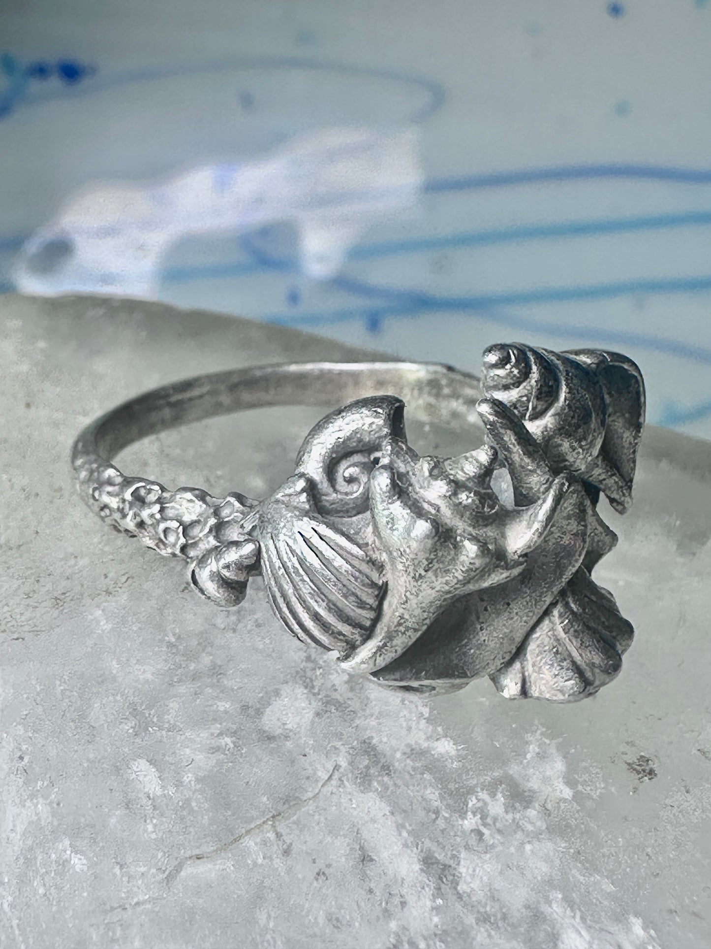 Vintage Shell ring Kabana band ocean shells snail conk size 11 southwest sterling silver women men
