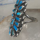 Long turquoise ring Zuni Petite Point size 8 sterling silver women