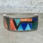 Vintage Southwestern Sterling Silver Multi-Stone Inlay Arrow Band Ring - Size 11