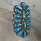 Long turquoise ring Zuni Petite Point size 8 sterling silver women