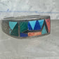 Vintage Southwestern Sterling Silver Multi-Stone Inlay Arrow Band Ring - Size 11
