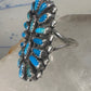 Long turquoise ring Zuni Petite Point size 8 sterling silver women