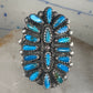 Long turquoise ring Zuni Petite Point size 8 sterling silver women