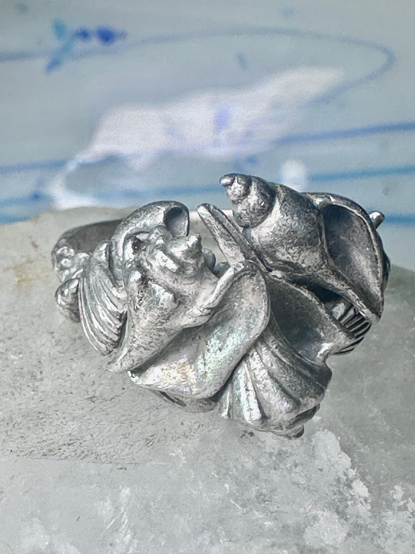 Vintage Shell ring Kabana band ocean shells snail conk size 11 southwest sterling silver women men