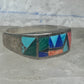 Vintage Southwestern Sterling Silver Multi-Stone Inlay Arrow Band Ring - Size 11