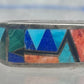 Vintage Southwestern Sterling Silver Multi-Stone Inlay Arrow Band Ring - Size 11