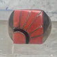 Vintage Signed Amy Southwestern Sterling Silver Orange Spiny Oyster Sunrise Inlay Signet Ring - Size 11