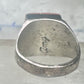Vintage Signed Amy Southwestern Sterling Silver Orange Spiny Oyster Sunrise Inlay Signet Ring - Size 11