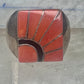 Vintage Signed Amy Southwestern Sterling Silver Orange Spiny Oyster Sunrise Inlay Signet Ring - Size 11