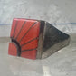 Vintage Signed Amy Southwestern Sterling Silver Orange Spiny Oyster Sunrise Inlay Signet Ring - Size 11