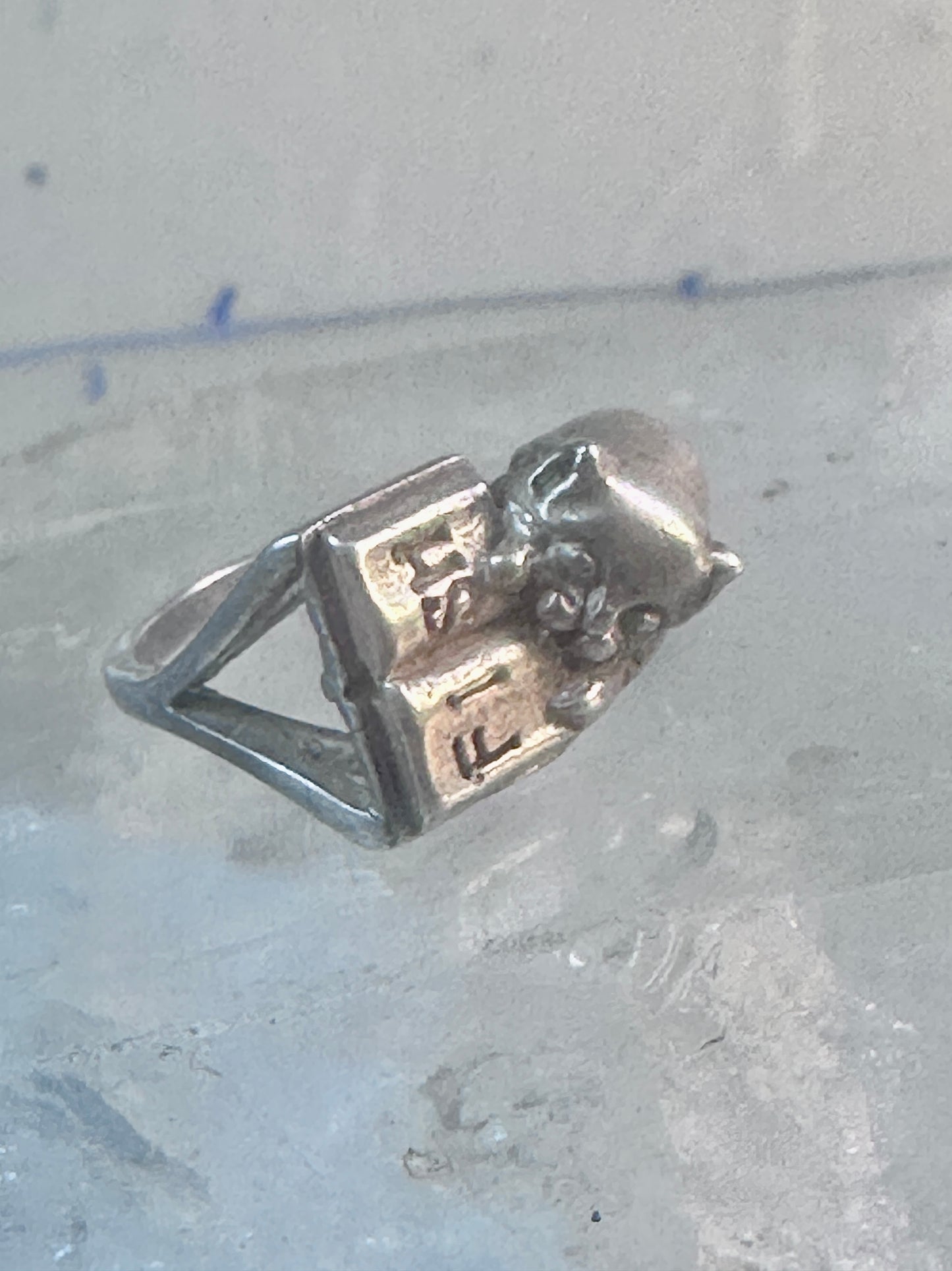 Vintage cat ring cat reading book Kabana band size 6.75 sterling silver women girls