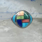 Vintage Signed LT Leroy Thomas Navajo Sterling Silver Multi-Stone Inlay Ring - Size 13
